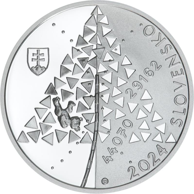 Strieborná minca 10€ (2024) Podanie správy o nacistických vyhladzovacích táboroch